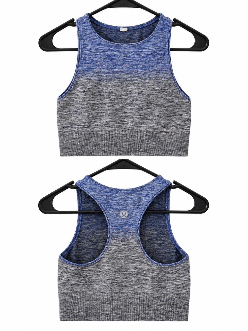 Lululemon Women’s Blue Gray Heathered Racerback Cropped Athletic Tank Top - Picture 3 of 3